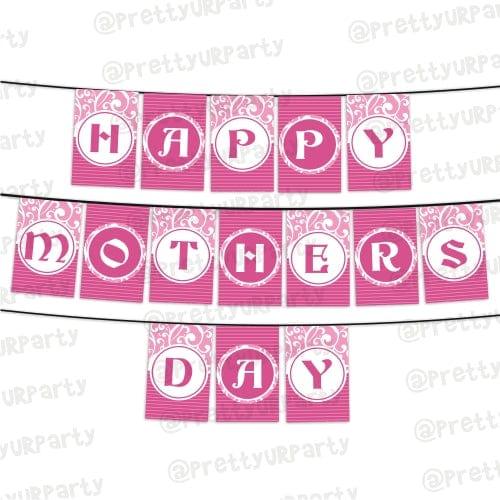 Pink Pattern Mothers Day Bunting ALL PARTY SUPPLIES Pretty UR Party   