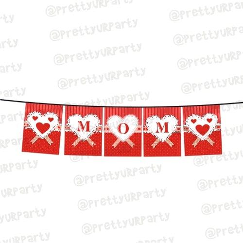 Red Hearts Mothers Day Bunting ALL PARTY SUPPLIES Pretty UR Party   