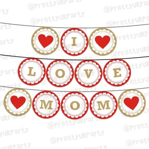 Red and Brown Mothers Day Bunting ALL PARTY SUPPLIES Pretty UR Party   