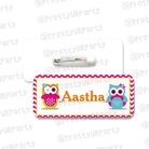Girly Owl Badge / Name Tag PERSONALISED Pretty UR Party   
