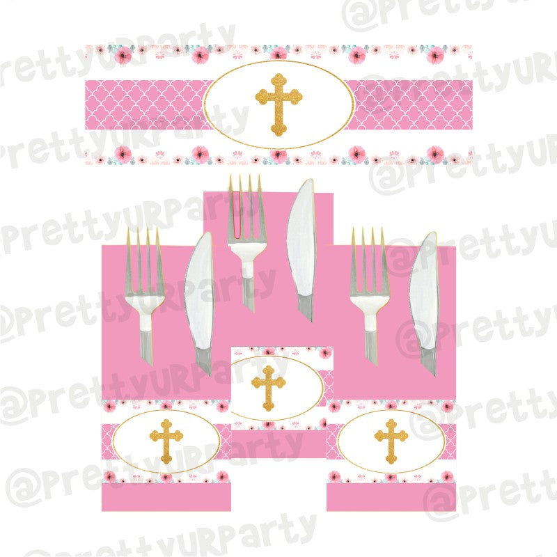 Baptism Pink Theme Napkin Rings ALL PARTY SUPPLIES Pretty UR Party Default Title  