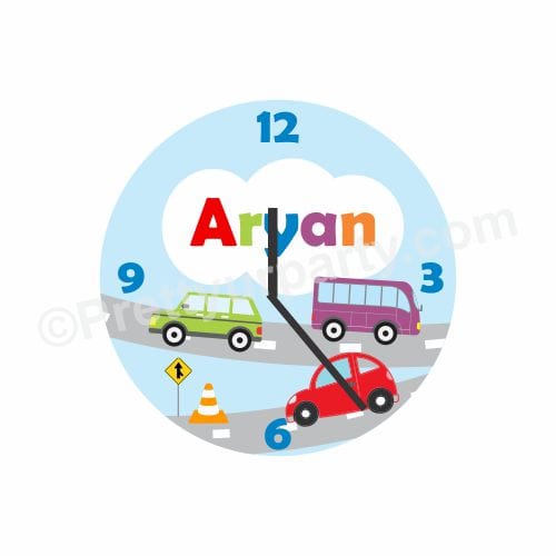 Personalized Colorful Cars Clock RETURN GIFTS Pretty UR Party Default Title  