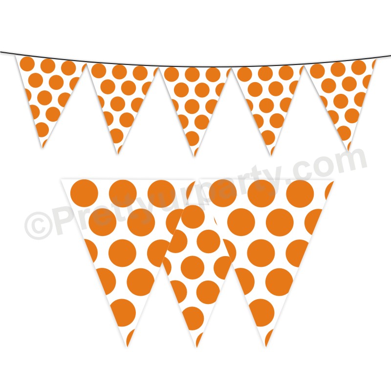 Orange Polka Dots Bunting BABY SHOWER Pretty UR Party Default Title  