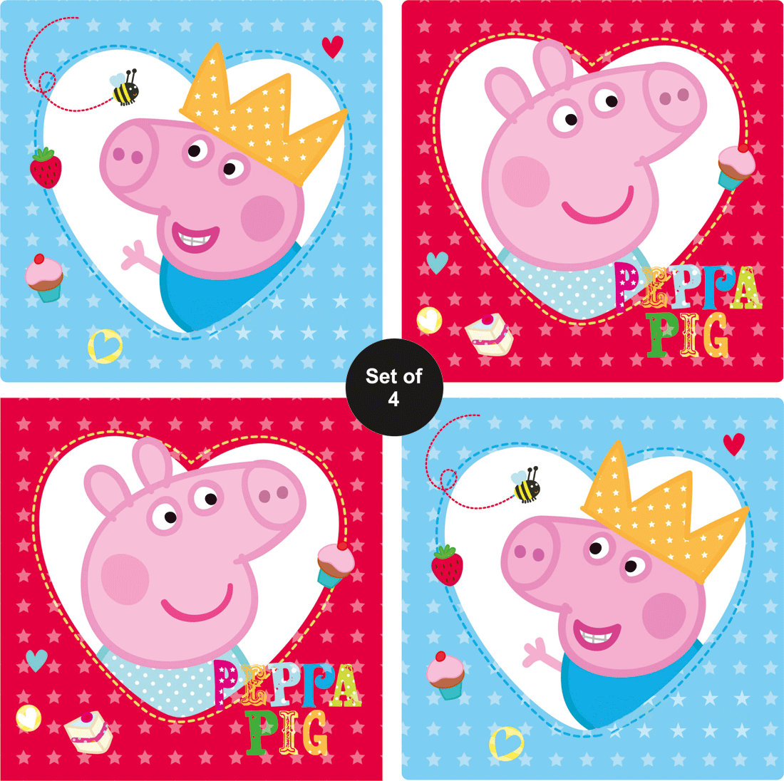 Peppa Pig Coaster - Set of 4 THEME PARTIES Pretty UR Party   