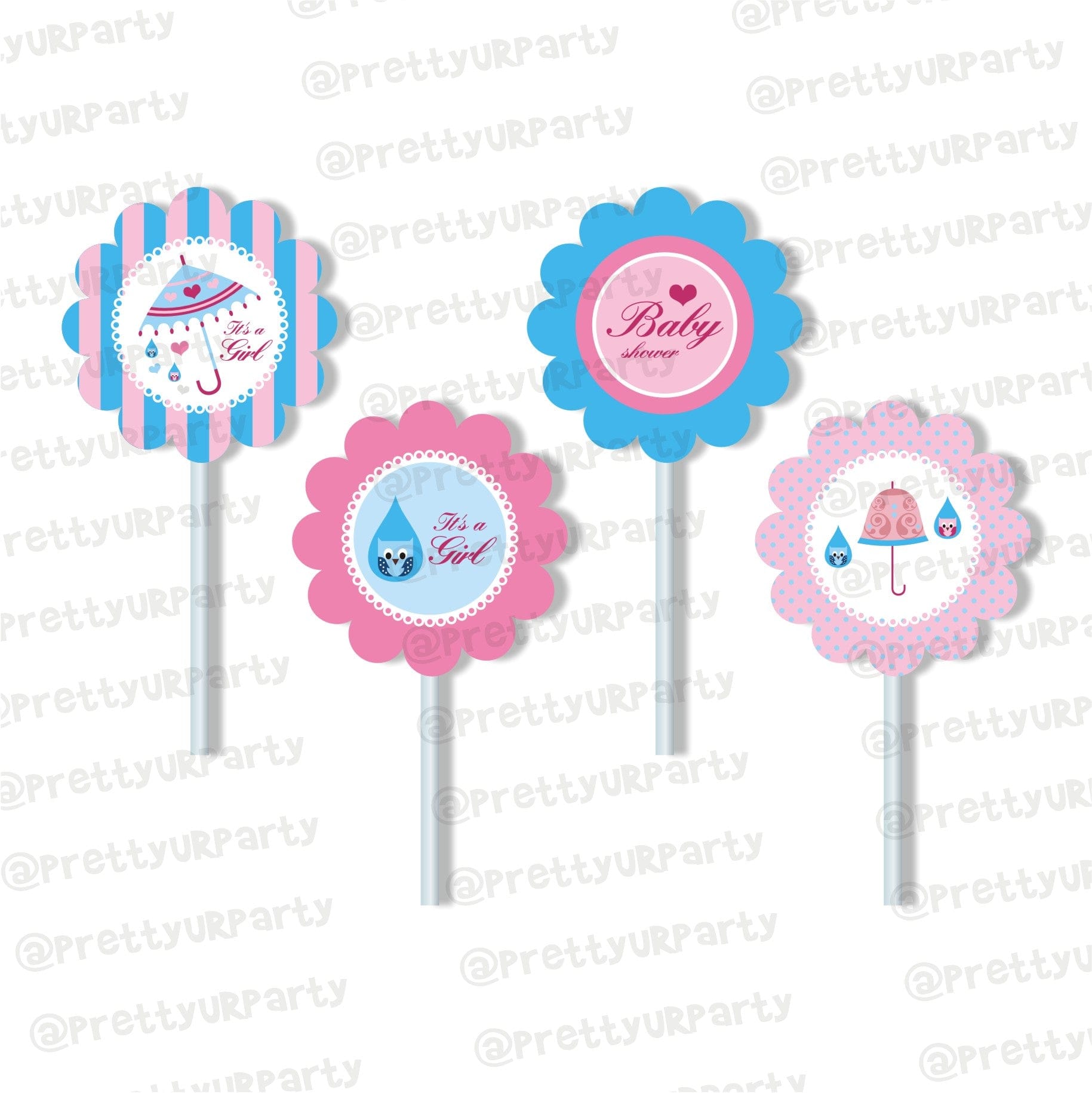 Pink and Blue Cupcake / Food Toppers BABY SHOWER Pretty UR Party Default Title  