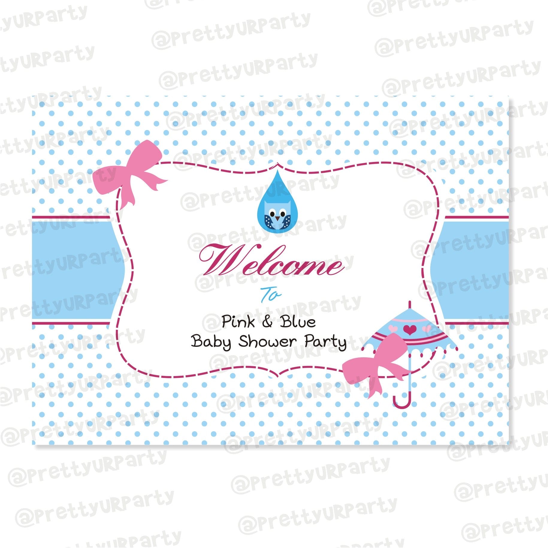 Pink and Blue  Entrance Banner / Door Sign BABY SHOWER Pretty UR Party Default Title  