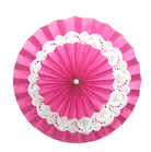 Dark Pink Rosette Paper Fans with Doily ALL PARTY SUPPLIES Pretty UR Party   