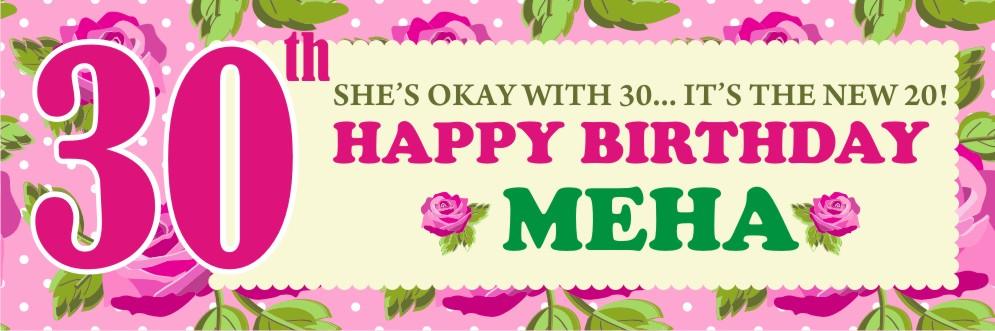 Personalized Pink Roses Birthday Banner 30in ALL PARTY SUPPLIES Pretty UR Party   