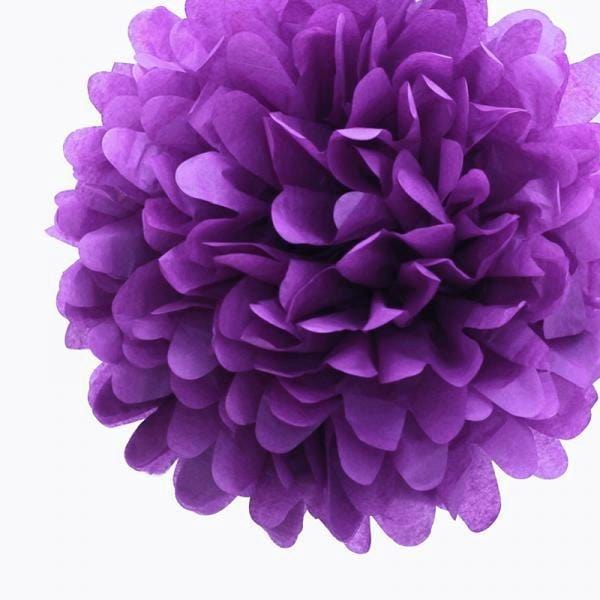 Purple Tissue Paper Pom Poms 10" DECORATIONS Pretty UR Party   