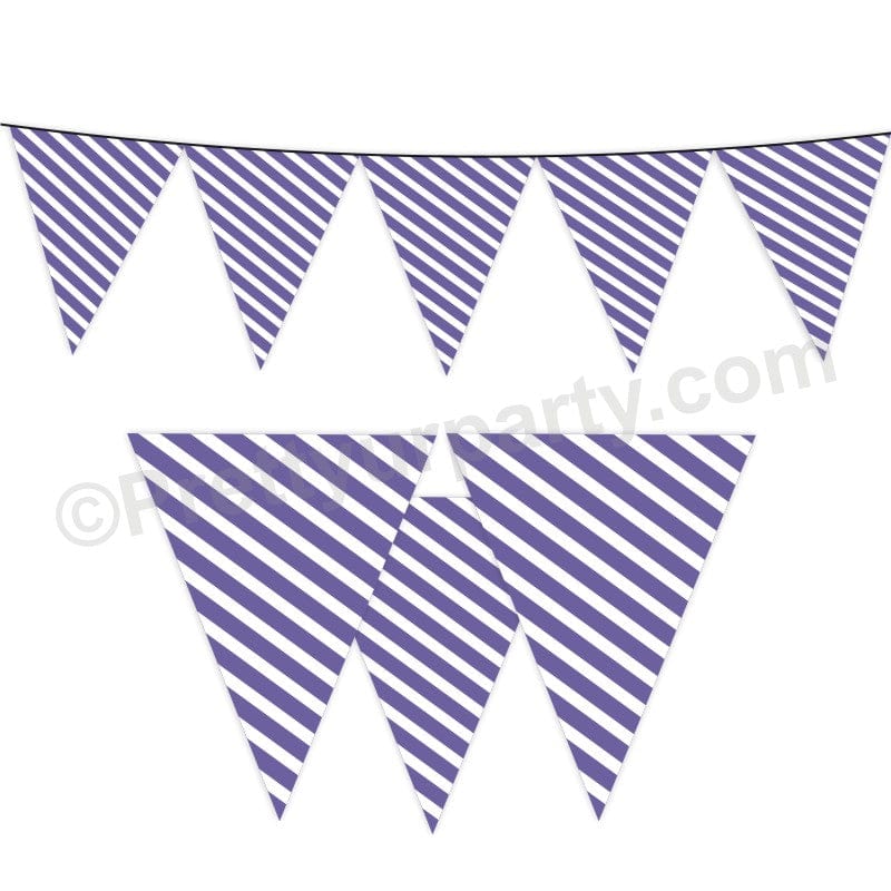 Purple Stripes Bunting BABY SHOWER Pretty UR Party Default Title  