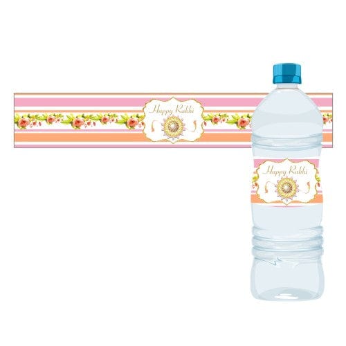 Pink and Orange Floral Rakhi Theme Bottle Labels ALL PARTY SUPPLIES Pretty UR Party Default Title  