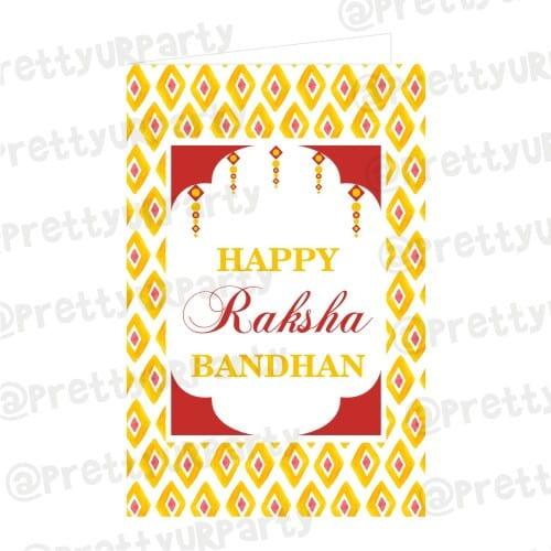 Red and Yellow Pattern Rakhi Greeting Cards ALL PARTY SUPPLIES Pretty UR Party   