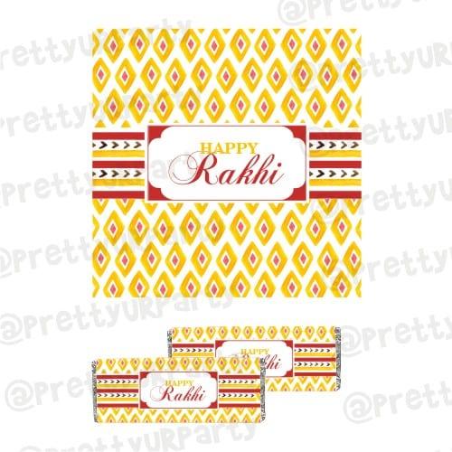 Red and Yellow Pattern Rakhi Theme Chocolate Wrappers ALL PARTY SUPPLIES Pretty UR Party Default Title  