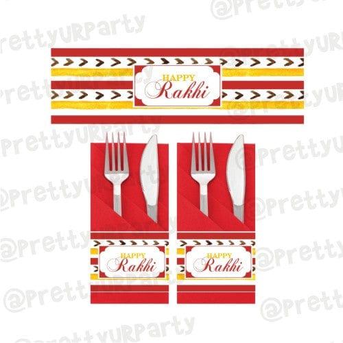 Red and Yellow Pattern Rakhi Napkin Rings ALL PARTY SUPPLIES Pretty UR Party Default Title  