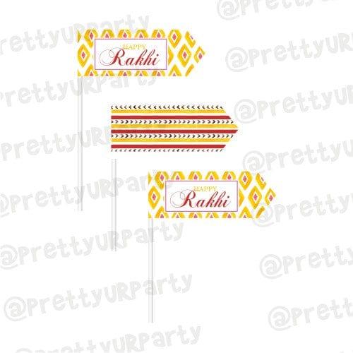 Red and Yellow Pattern Rakhi Picks ALL PARTY SUPPLIES Pretty UR Party Default Title  