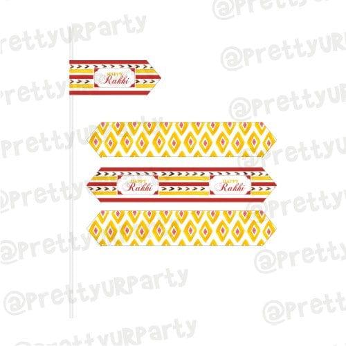 Red and Yellow Pattern Rakhi Drink Straws ALL PARTY SUPPLIES Pretty UR Party   