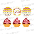 Red and Yellow Pattern Rakhi Cupcake Toppers ALL PARTY SUPPLIES Pretty UR Party   