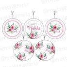 Pink and Green Floral Rakhi Theme Danglers ALL PARTY SUPPLIES Pretty UR Party   