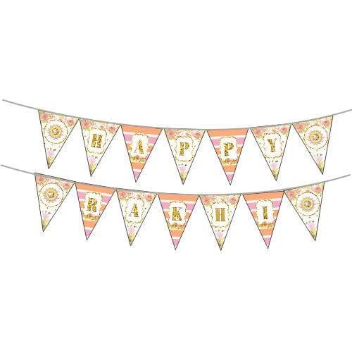 Pink and Orange Floral Rakhi Theme Bunting ALL PARTY SUPPLIES Pretty UR Party Default Title  