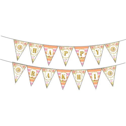 Pink and Orange Floral Rakhi Theme Bunting ALL PARTY SUPPLIES Pretty UR Party Default Title  