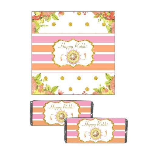 Pink and Orange Floral Rakhi Theme Chocolate Wrappers ALL PARTY SUPPLIES Pretty UR Party Default Title  