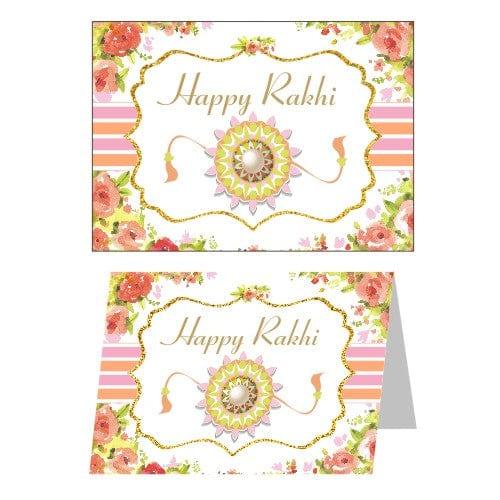 Pink and Orange Floral Rakhi Greeting Cards 01 ALL PARTY SUPPLIES Pretty UR Party   