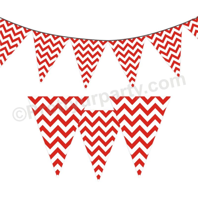 Red Chevron Bunting BABY SHOWER Pretty UR Party Default Title  