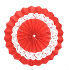 Red Rosette Paper Fans with Doily - Big DECORATIONS Pretty UR Party   