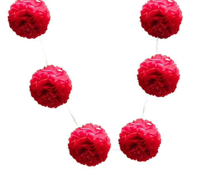Red Pom Pom Garland DECORATIONS Pretty UR Party   
