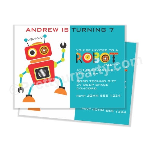 Robot Theme Invitations | Robot Invites – PRETTY UR PARTY