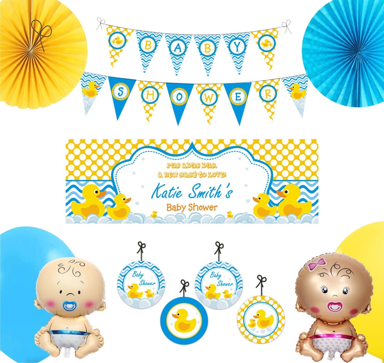 Rubber Ducky Baby Shower Decorations Package BABY SHOWER Pretty UR Party   