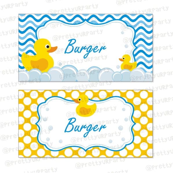 Rubber Ducky Food Labels / Buffet Table Cards BABY SHOWER Pretty UR Party Default Title  