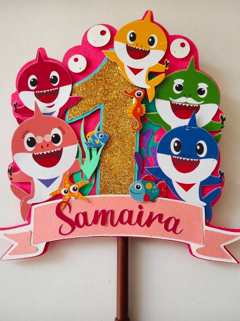 Baby Shark Design2 Cake Topper HANDCRAFTED Pretty UR Party   