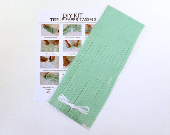 Sea Green Tassel Garland Kit - Set of 5 THEME PARTIES Pretty UR Party   