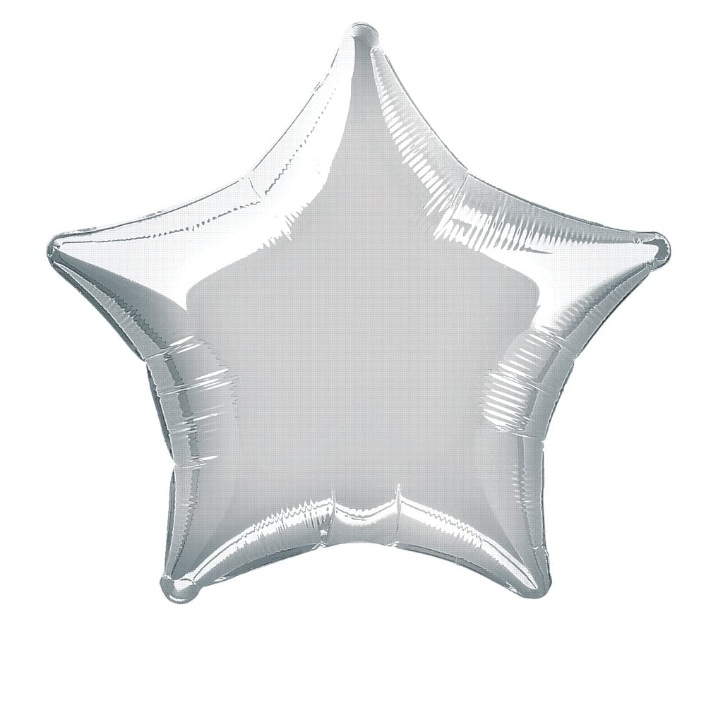 Silver Star Foil Balloons 19" ALL PARTY SUPPLIES Pretty UR Party   