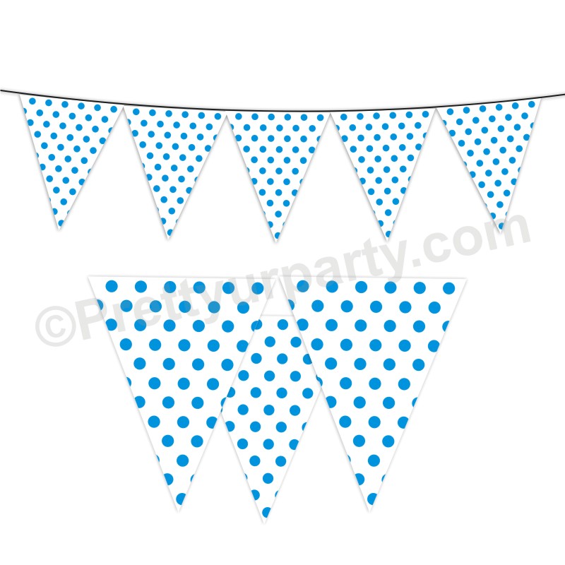 Blue Small Polka Dots Bunting BABY SHOWER Pretty UR Party Default Title  