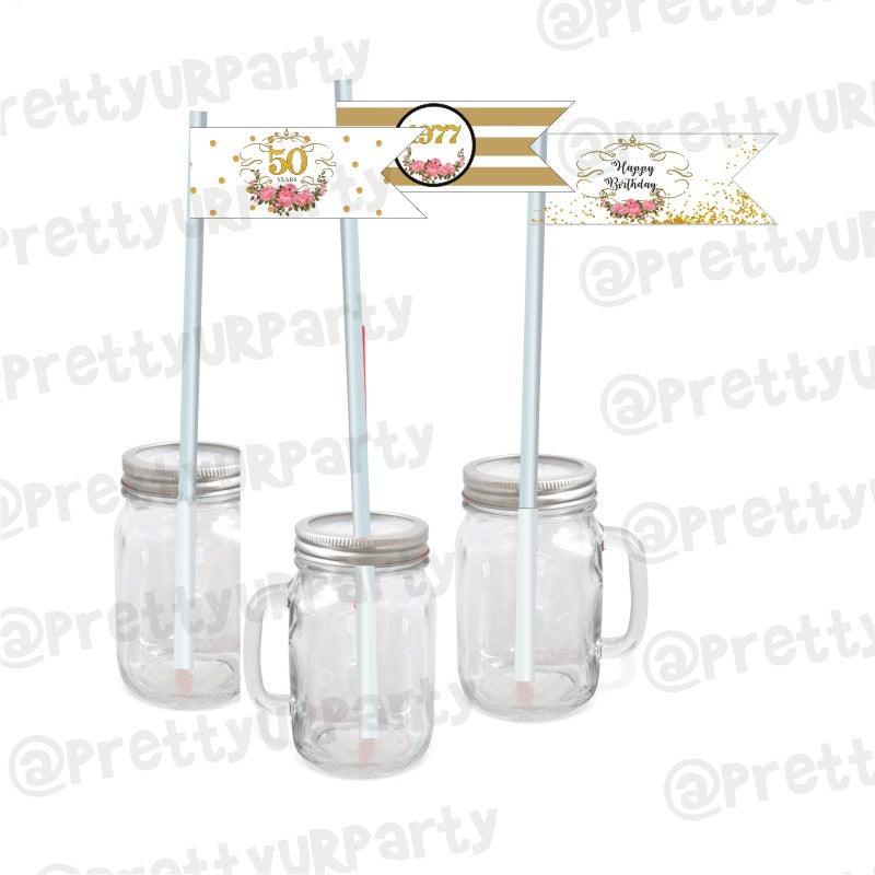50th Birthday Theme Drink Straws Milestone Birthday Party Straws