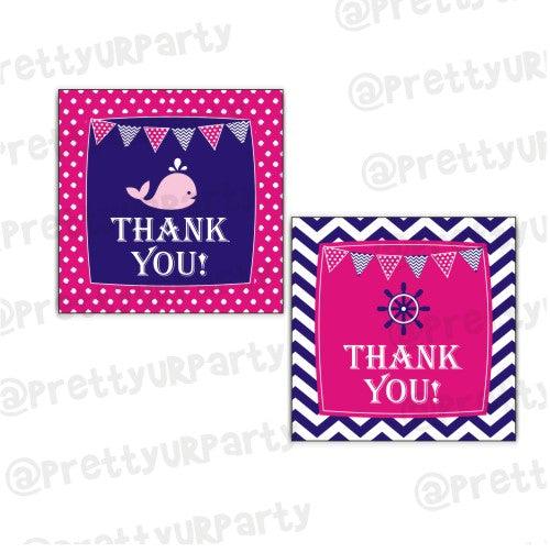 Girly Nautical Thank you Tags THEME PARTIES Pretty UR Party Default Title  