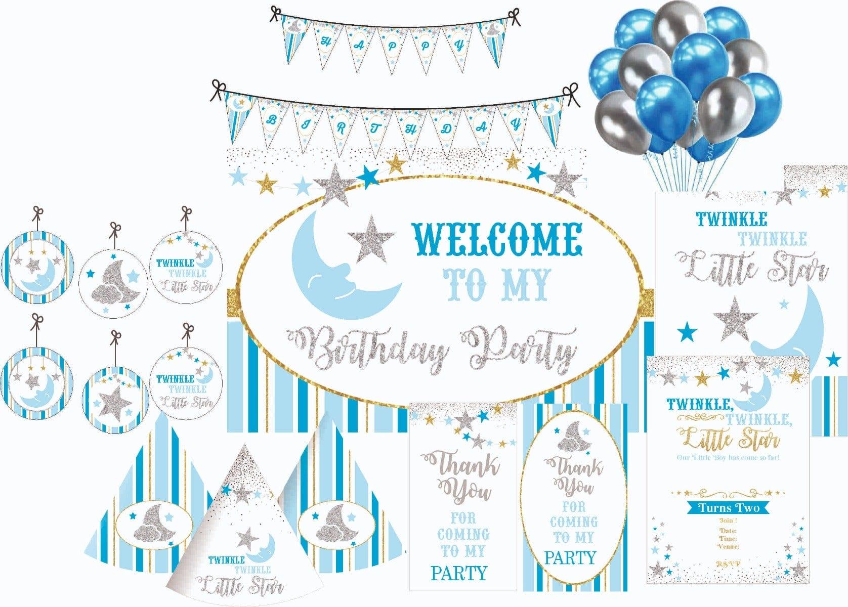 Twinkle Twinkle Little Star Boy Party Decorations Kit  - 90 Pieces BIRTHDAYS Pretty UR Party Default Title  