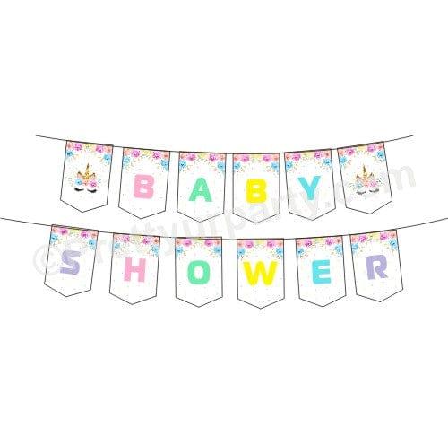 Unicorn Baby Shower Bunting BABY SHOWER Pretty UR Party Default Title  