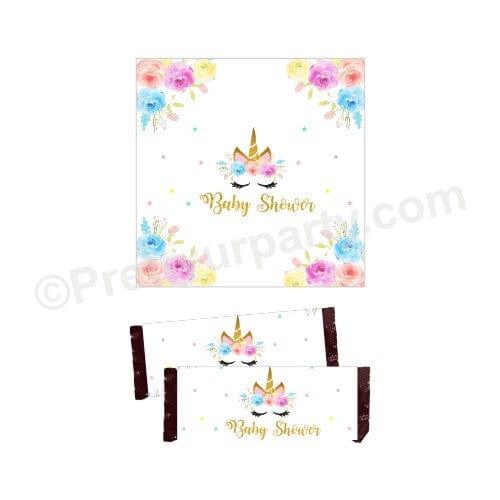 Unicorn Baby Shower Chocolate Wrappers BABY SHOWER Pretty UR Party Default Title  