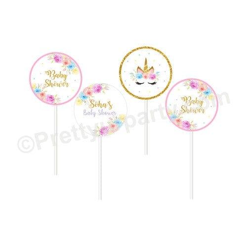 Unicorn Baby Shower Cupcake Toppers BABY SHOWER Pretty UR Party Default Title  