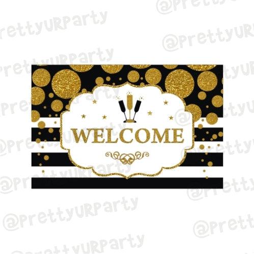 Gold and Black New Year Entrance Banner / Door Sign ALL PARTY SUPPLIES Pretty UR Party Default Title  