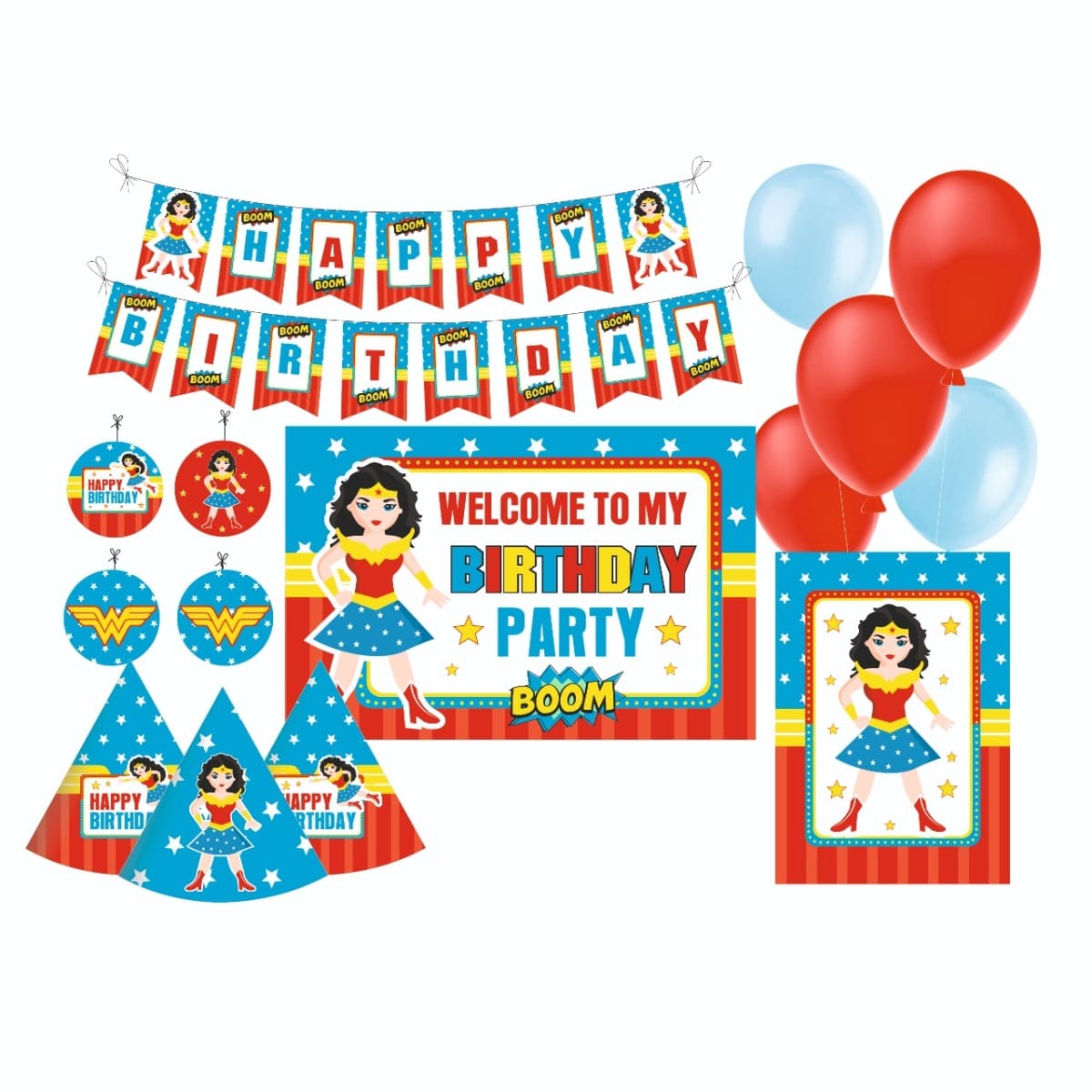 Wonder Woman Party Decorations Package - 70 Pieces Combo BIRTHDAYS Pretty UR Party Default Title  