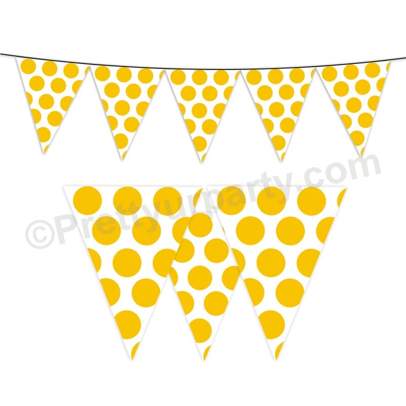 Yellow Polka Dots Bunting BABY SHOWER Pretty UR Party Default Title  